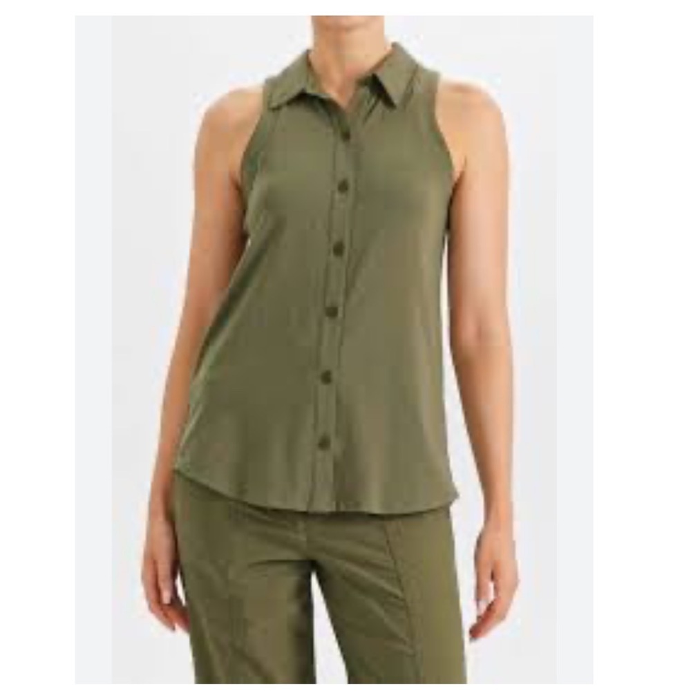 Anatomie Elise Sleeveless Top in Moss Green.